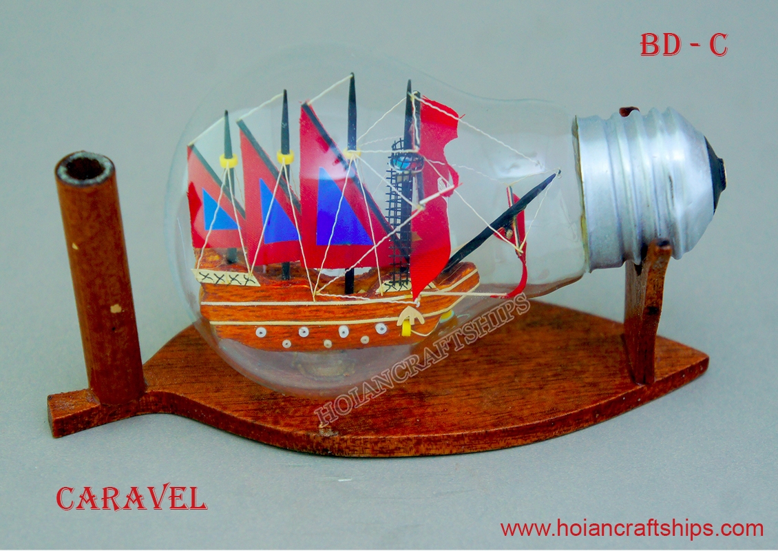 Caravel Ship in Light Bulb