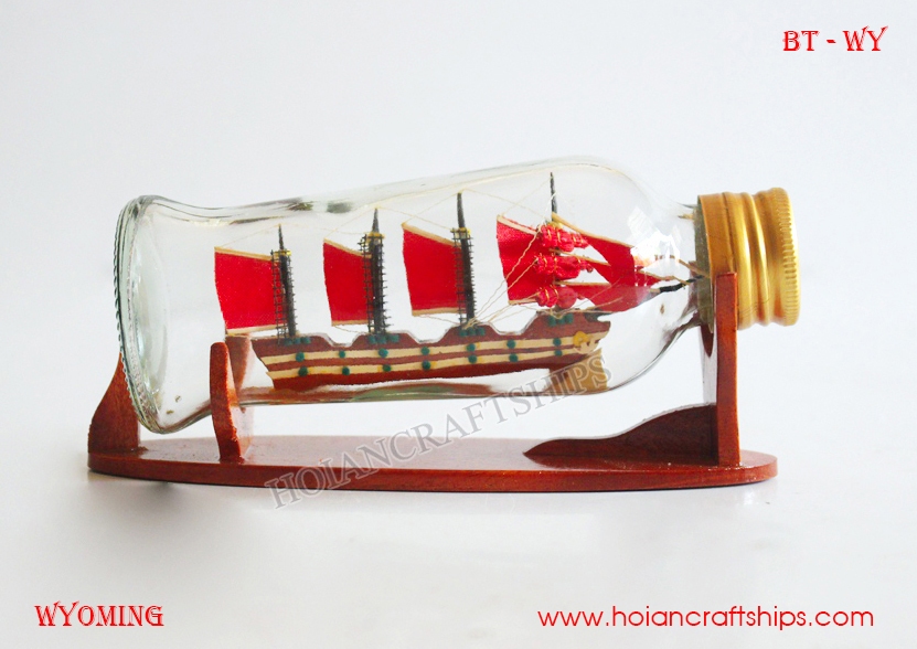 Wyoming Ship in Bottle (Red)
