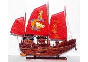 Halong Bay Junk Boat (Red sail - Rose Wood)