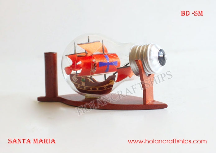 Santa Maria ship in Light Bulb (Orange)