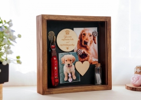 Black Shadow Box Pet Memorial - Dog Memorial Sentiment Frame for Loss of Dog Gifts - Pet Collar Handtag Name Frame Remembrance Sympathy Dog or Cat Keepsake GO-SD-DEN-PET4